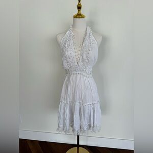 antica Sartoria Giacomo Cinque White Cotton Halter Dress One Size Italian Boho